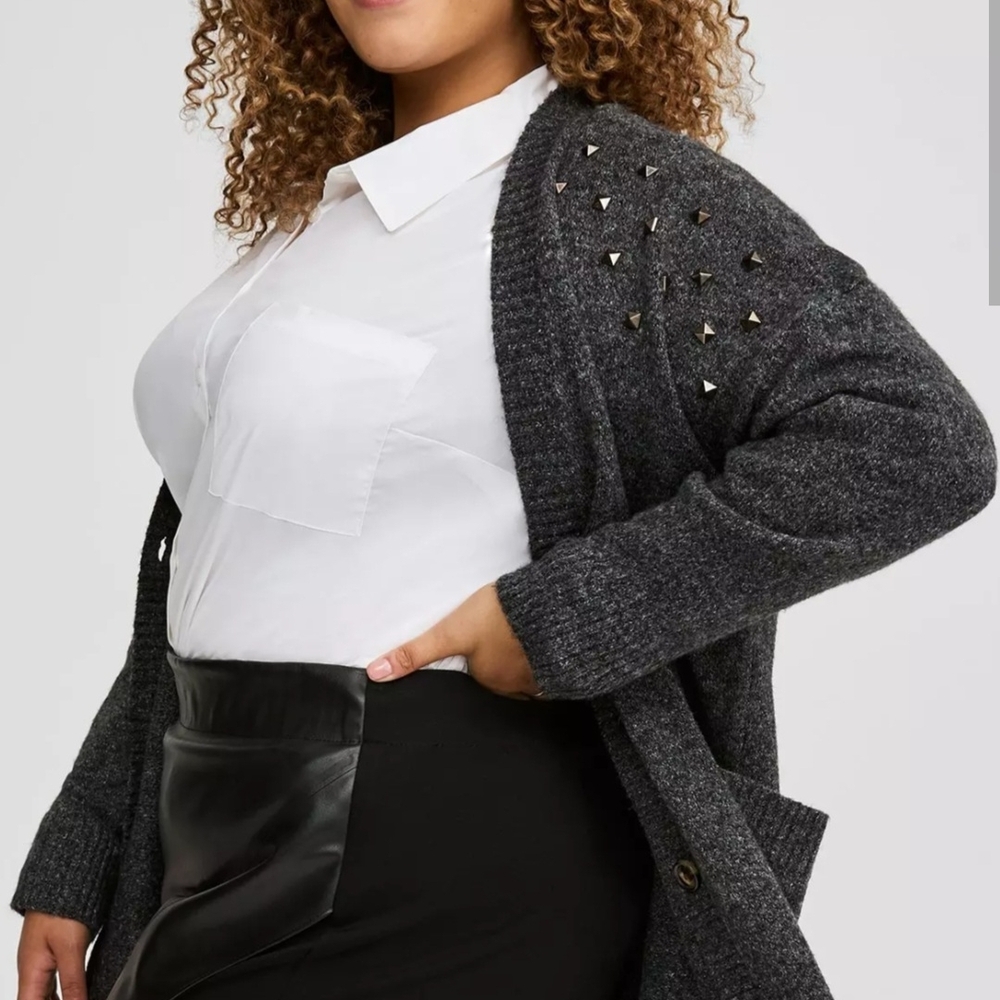 Torrid Charcoal Embellished Cardigan New With Tags - Picture 6 of 10